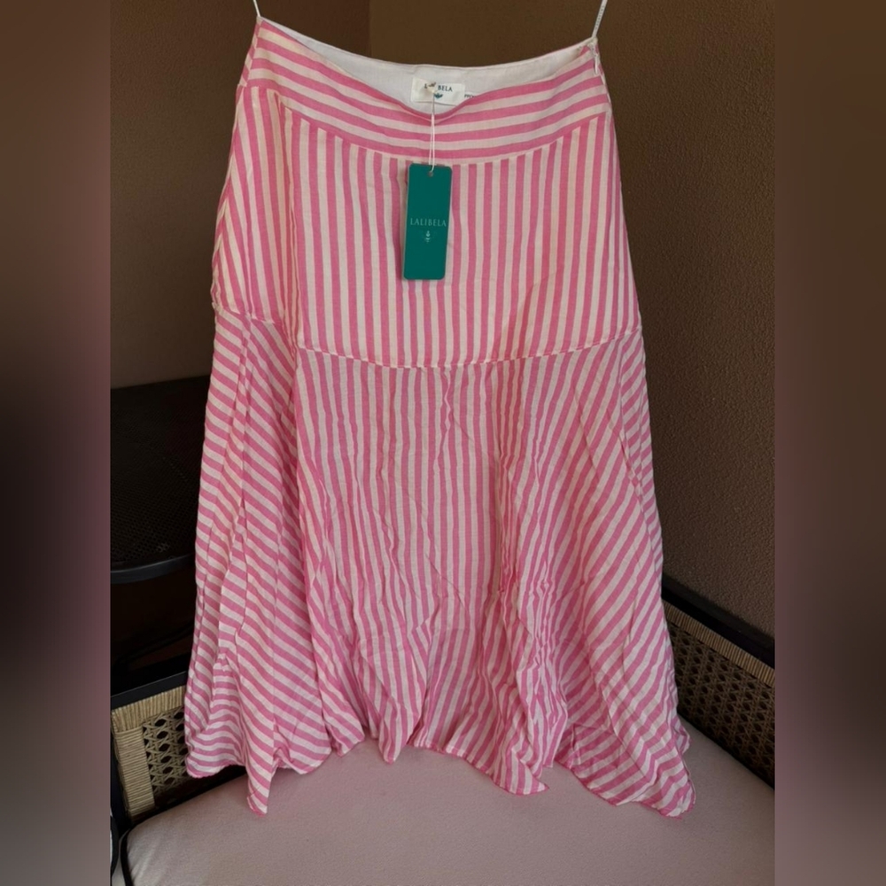 NWT Lalibela Pink Striped A-Line Cotton Skirt